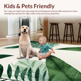 Ultra Soft Area Rug, Non Slip, Stain Resistant, Washable Area Rugs for Living Room, Bedroom, Chic Tropical Botanical Non-Slip Rug(Green)