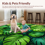 Ultra Soft Area Rug, Non Slip, Stain Resistant, Washable Area Rugs for Living Room, Bedroom, Non-Slip Tropical Green Kitchen Runner(Green)