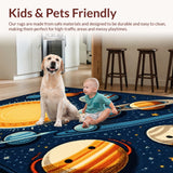 Ultra Soft Area Rug, Non Slip, Stain Resistant, Washable Area Rugs for Living Room, Bedroom, Colorful Solar System Educational Kids Bedroom Rug(Blue)