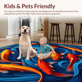 Ultra Soft Area Rug, Non Slip, Stain Resistant, Washable Area Rugs for Living Room, Bedroom, Fishing Theme Doormat(Blue)