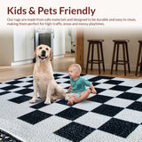 Ultra Soft Area Rug, Non Slip, Stain Resistant, Washable Area Rugs for Living Room, Bedroom, Modern Black and White Non-Slip Playroom Rug(Black)