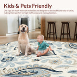 Ultra Soft Area Rug, Non Slip, Stain Resistant, Washable Area Rugs for Living Room, Bedroom, Boho Chic Paisley(Beige)