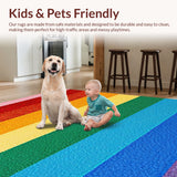 Ultra Soft Area Rug, Non Slip, Stain Resistant, Washable Area Rugs for Living Room, Bedroom, Rainbow Stripe Plush(Red)