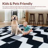 Ultra Soft Area Rug, Non Slip, Stain Resistant, Washable Area Rugs for Living Room, Bedroom, Modern Geometric Non-Shedding(Black)