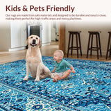 Ultra Soft Area Rug, Non Slip, Stain Resistant, Washable Area Rugs for Living Room, Bedroom, Vintage Distressed(Blue)