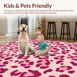 Ultra Soft Area Rug, Non Slip, Stain Resistant, Washable Area Rugs for Living Room, Bedroom, Modern Leopard Print Soft Playroom Rug(Pink)