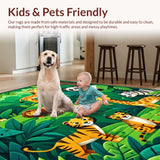Ultra Soft Area Rug, Non Slip, Stain Resistant, Washable Area Rugs for Living Room, Bedroom, Jungle Animals Nursery Rug(Green)