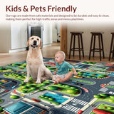 Ultra Soft Area Rug, Non Slip, Stain Resistant, Washable Area Rugs for Living Room, Bedroom, City Road Traffic Play(Blue)