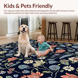 Ultra Soft Area Rug, Non Slip, Stain Resistant, Washable Area Rugs for Living Room, Bedroom, Nature-Inspired Insect Kitchen Washable Area Carpet(Black)