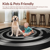 Ultra Soft Area Rug, Non Slip, Stain Resistant, Washable Area Rugs for Living Room, Bedroom, vinyl record patterned round(Gray)