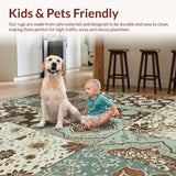 Ultra Soft Area Rug, Non Slip, Stain Resistant, Washable Area Rugs for Living Room, Bedroom, Vintage Boho Patchwork(Brown)