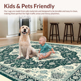 Ultra Soft Area Rug, Non Slip, Stain Resistant, Washable Area Rugs for Living Room, Bedroom, Oriental Distressed Living Room Rug(Green)