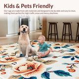 Ultra Soft Area Rug, Non Slip, Stain Resistant, Washable Area Rugs for Living Room, Bedroom, Modern Floral Non-Shed(Beige)