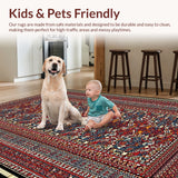 Ultra Soft Area Rug, Non Slip, Stain Resistant, Washable Area Rugs for Living Room, Bedroom, Rustic Moose Cabin(Red)
