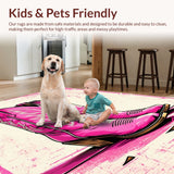 Ultra Soft Area Rug, Non Slip, Stain Resistant, Washable Area Rugs for Living Room, Bedroom, Pink Cowgirl Boot Western Entryway Rug(Pink)