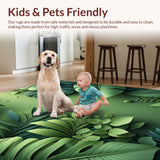 Ultra Soft Area Rug, Non Slip, Stain Resistant, Washable Area Rugs for Living Room, Bedroom, Chic Monstera Leaf Entryway High Traffic Carpet(Green)