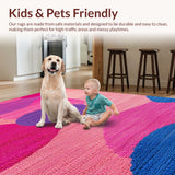 Ultra Soft Area Rug, Non Slip, Stain Resistant, Washable Area Rugs for Living Room, Bedroom, Handmade Abstract Wool(Pink)