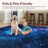 Ultra Soft Area Rug, Non Slip, Stain Resistant, Washable Area Rugs for Living Room, Bedroom, Starry Sky Glitter Kids Bedroom Rug(Blue)