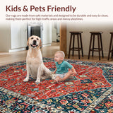 Ultra Soft Area Rug, Non Slip, Stain Resistant, Washable Area Rugs for Living Room, Bedroom, Boho Oriental Low-Pile(Red)