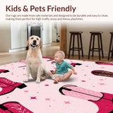Ultra Soft Area Rug, Non Slip, Stain Resistant, Washable Area Rugs for Living Room, Bedroom, Cowboy Boots Play Mat(Pink)