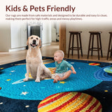 Ultra Soft Area Rug, Non Slip, Stain Resistant, Washable Area Rugs for Living Room, Bedroom, Bright Planet Design Classroom Stain-Resistant Floor Mat(Blue)