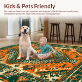 Ultra Soft Area Rug, Non Slip, Stain Resistant, Washable Area Rugs for Living Room, Bedroom, Boho Serenity Oasis Rug Escape(Orange)