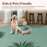 Ultra Soft Area Rug, Non Slip, Stain Resistant, Washable Area Rugs for Living Room, Bedroom, Tropical Monstera Leaf Runner(Gray)