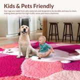 Ultra Soft Area Rug, Non Slip, Stain Resistant, Washable Area Rugs for Living Room, Bedroom, cat shaped cartoon tufted(Pink)