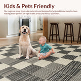 Ultra Soft Area Rug, Non Slip, Stain Resistant, Washable Area Rugs for Living Room, Bedroom, Faux Wool Plaid Checkered(Gray)