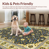 Ultra Soft Area Rug, Non Slip, Stain Resistant, Washable Area Rugs for Living Room, Bedroom, Soft Velvet Arabic Meditation Mat(Blue)