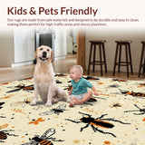 Ultra Soft Area Rug, Non Slip, Stain Resistant, Washable Area Rugs for Living Room, Bedroom, Beige Modern Insect Print Stain-Resistant Living Room Rug(Ivory)