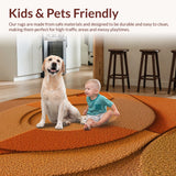 Ultra Soft Area Rug, Non Slip, Stain Resistant, Washable Area Rugs for Living Room, Bedroom, Modern Wavy Circles Soft Living Room(Orange)
