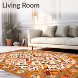 Amber Cascade Decorative Area with Flowing Geometric Motifs(Brown)