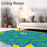 Tropical Leaf Botanical Print Nature Inspired Throw(Blue)