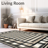 Monochrome Tilework Graphic Check Area(Beige)