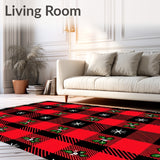 Buffalo Check Patchwork with Vintage Holiday Motifs(Red)