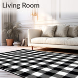 Boho Chic Buffalo Plaid Rug Stylish Area Carpet(Black)