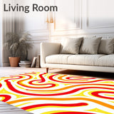 Autumn Harvest Swirl Decorative Shag with Textured Waves(Red)