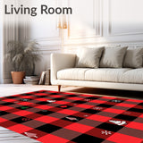 Festive Buffalo Check with Traditional Holiday Motifs(Red)