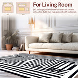 Chic Entryway Featuring Graphic Stripe Motif Minimalist Linear Art Style(Black)