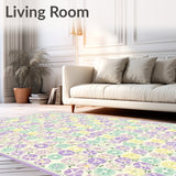 Stylish Low Pile with Whimsical Floral Circles in Tones(Beige)
