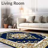 Botanical Flourish Medallion with Vintage Scrollwork Accents(Blue)