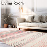 Chic Distressed Striped Area Abstract Print Runner(Pink)
