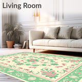 Retro Floral Damask Interlocking Vinework Classic Motif Arrangement(Green)