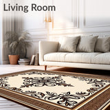 Victorian Era Damask Motif with Paisley Accent Details(Ivory)