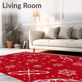 Festive Snowflake Winter Wonderland Accent Doormat Holiday Celebration(Red)
