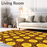 Enchanted Blossom Field with Whimsical Flower Medallions(Brown)