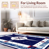 Maritime Compass Medallion Indoor Nautical Area Rug for Patio Decor(Blue)