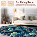 Ultra Soft Area Rug, Non Slip, Stain Resistant, Washable Area Rugs for Living Room, Bedroom, Colorful Dragon Fantasy Kids Bedroom Rug(Blue)