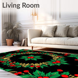 Holly Berry Wreath Traditional Seasonal Decoration Entrance(Black)